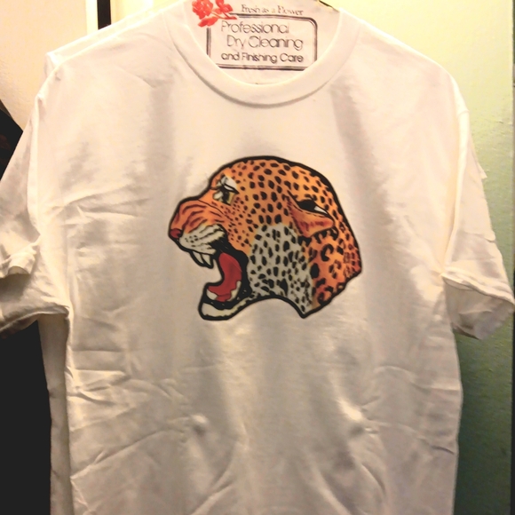 Men's (or Women's) Medium White Leopard Head Tee ☆Totally Bitchin'☆ - Picture 4 of 6